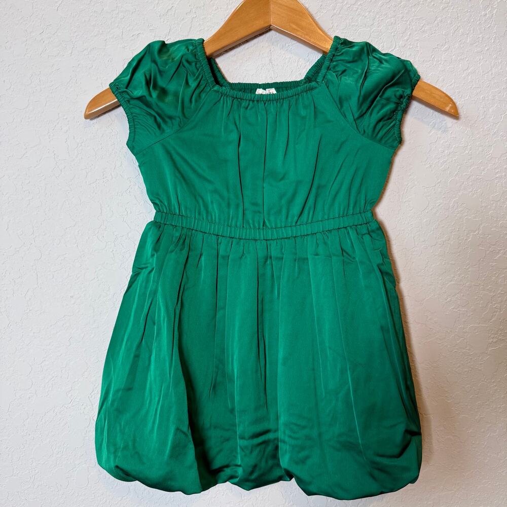 Crewcuts Toddler Girl's Green Bubble Hem‎ Short Sleeve Dress Size 4 NEW